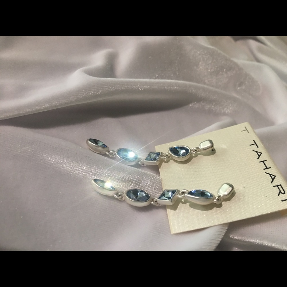 Elie Tahari Crystal Blue Drop Pierced Earrings